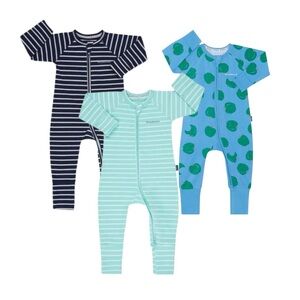 👶 Bundle: 3 Bonds Wondersuit Two-Way Zip Onesies w/ Foot Cuffs | 18-24M / Sz 2